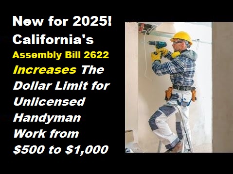 California Handyman Threshold Increase from $500 to $1,000